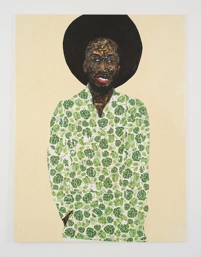 Amoako Boafo, Steve Mekoudja, 2019, oil on canvas, 200 x 160 cm © the artist Courtesy Miettinen Collection